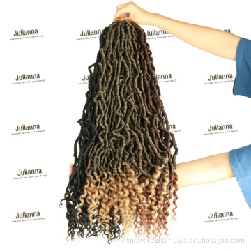 Julianna Crochet Braids Hair Goddess Faux Curly Wavy Tips Synthetic Braid Hair Goddess Locs